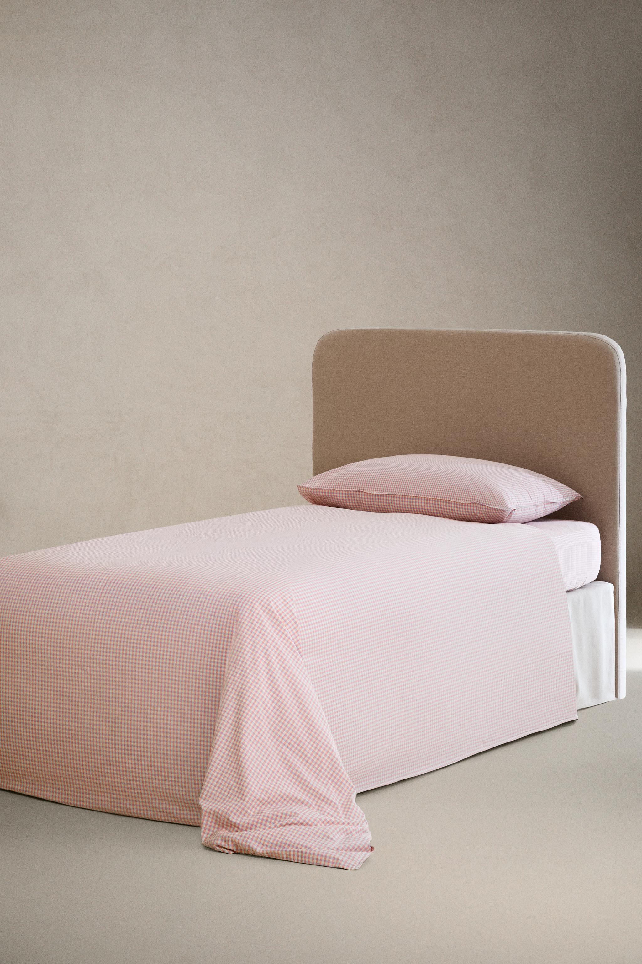 KIDS' GINGHAM COTTON FITTED SHEET